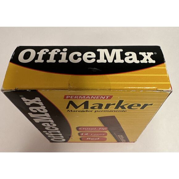 Rare OficeMax Permanent Red Marker Chisel-Tip 12 Count OM97552 Sealed Box 2005 - Picture 2 of 6